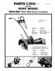 PARTS MANUAL FITS 1976-1982 Troy Bilt PONY I & II TILLER #P17485-P95831