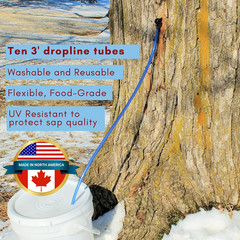 Maple Syrup Tree Tapping Kit – (10) Spiles + (10) 3′ Tubes + (1) 1 QT Maple Sap