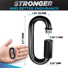 PAMAZY 8PCS 2.3” Chain Quick Links, High Strength, 2.3 inches x 6 mm, Black