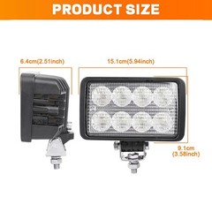 3 x5 ” Square LED Flood Lamp Work Light 12V-24V For John Deere AT152017