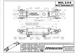 Hydraulic Cylinder Welded Double Acting 2.5″ Bore 8″ Stroke Clevis 2.5×8 NEW