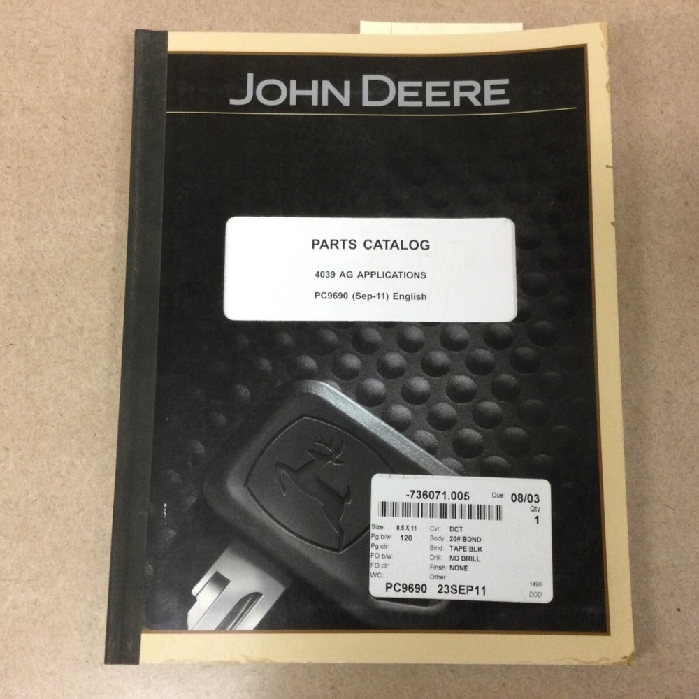 John Deere 4039 AG ENGINE PARTS CATALOG MANUAL BOOK GUIDE LIST DIESEL pn PC-9690