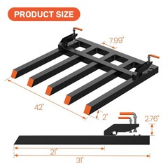 Clamp On Debris Forks to 48 in Bucket,2500 LBS Heavy Duty Pallet Forks,5 Fork