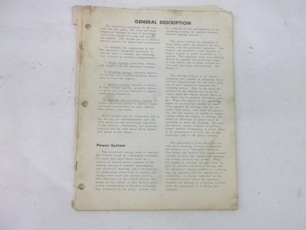 International Harvester 140 240 340 460 560 660 Electrical Equipment Manual
