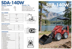 SDA-140W Ride-on Wheeled Mini Skid Steer Loader RATO Gas Engine 0.8Ton Seat-Type