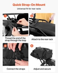 Motorcycle Tail Bag, 30 L Motorcycle Rear Seat Bag with Waterproof Rain Cover, O