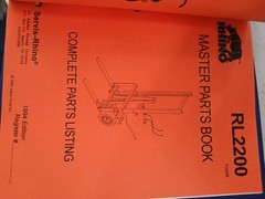 Rhino Parts Catalog Operator Manuals Binder GR60, GR72, GR84, SR166, RC12, E-60