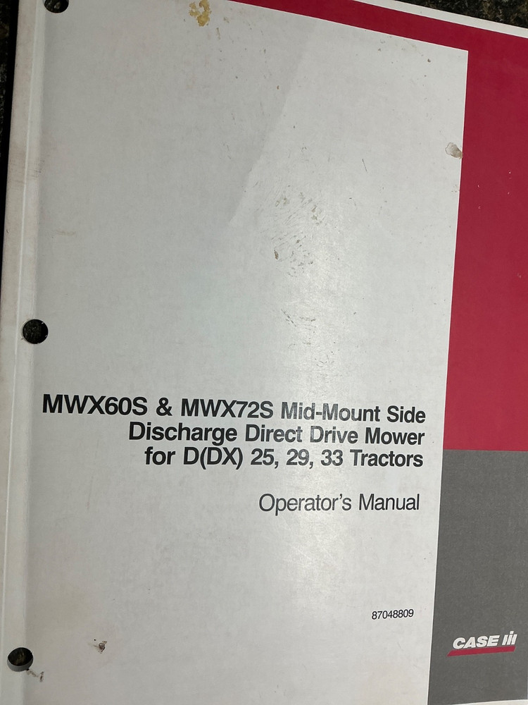 Case MWX60S & MWX72S Mid Mount Discharge Direct Drive Mower Operators Manual