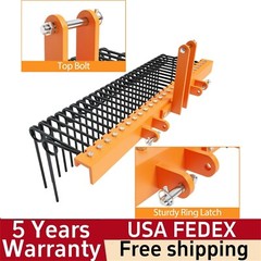 5FT Pine Straw Needle Rake 3 Point Straw Rake,Durable Powder Coated for Cat0/1/3