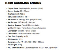 AGT RATO R420 Gas Engine Single-Cylinder 4-Stroke 420 cc Replacement Attachment