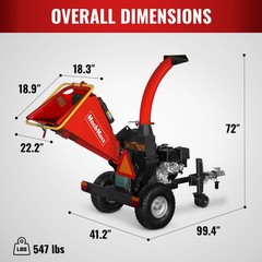MechMaxx 420cc 15hp Engine Powered 5” Wood Chipper With Taillight/Towbar, P4205