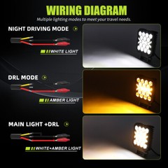12V 4inch Amber LED Work Light Headlight fit John Deere Case New Holland Tractor