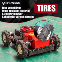 Remote-controlled gasoline lawn mower, suitable for backyards and outdoors.
