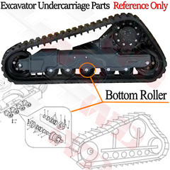 4PCs Black Bottom Roller For Bobcat Mini Track Loaders MT50 MT52 MT55 MT85
