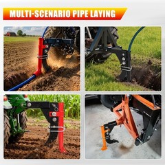 ATV UTV Pipe Layer Attachment for 3-Point Ripper Hitch Lawn Trencher Subsoiler