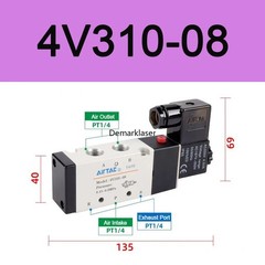 AirTAC 12V 24V 110V 220V Pneumatic Electric Solenoid Air Valve 5 Way 2 Position