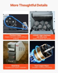 VEVOR Jaw Crusher 6.10 x 5.12 inch Feed Size Stone Rock Crushing Machine 220V