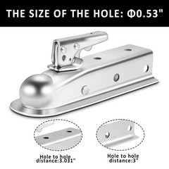 METOWARE Straight Trailer Coupler for 2″ Ball, 3500LBS Capacity