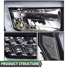 LED DRL Headlight Assembly Ford F150 09-14 Pair Clear Lens DL3Z13008EC