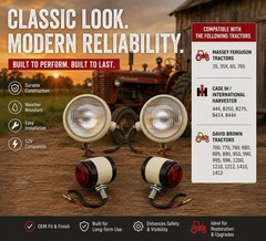 310066F Tractor Headlight Assembly Set 12V with Butler Style Side Light Lamps…