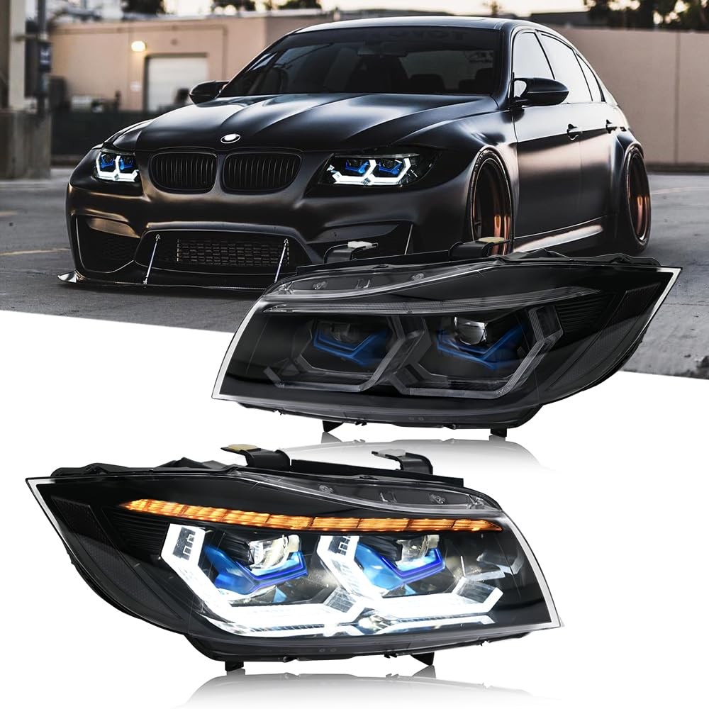 M4 Style Headlight BMW 3 Series 07-13 328i 335i E90 E91 Halogen Clear 09-12 LB
