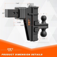GWTAUTO 2.5″ Hitch 6″ Drop 2″ 2-5/16″ Balls Black