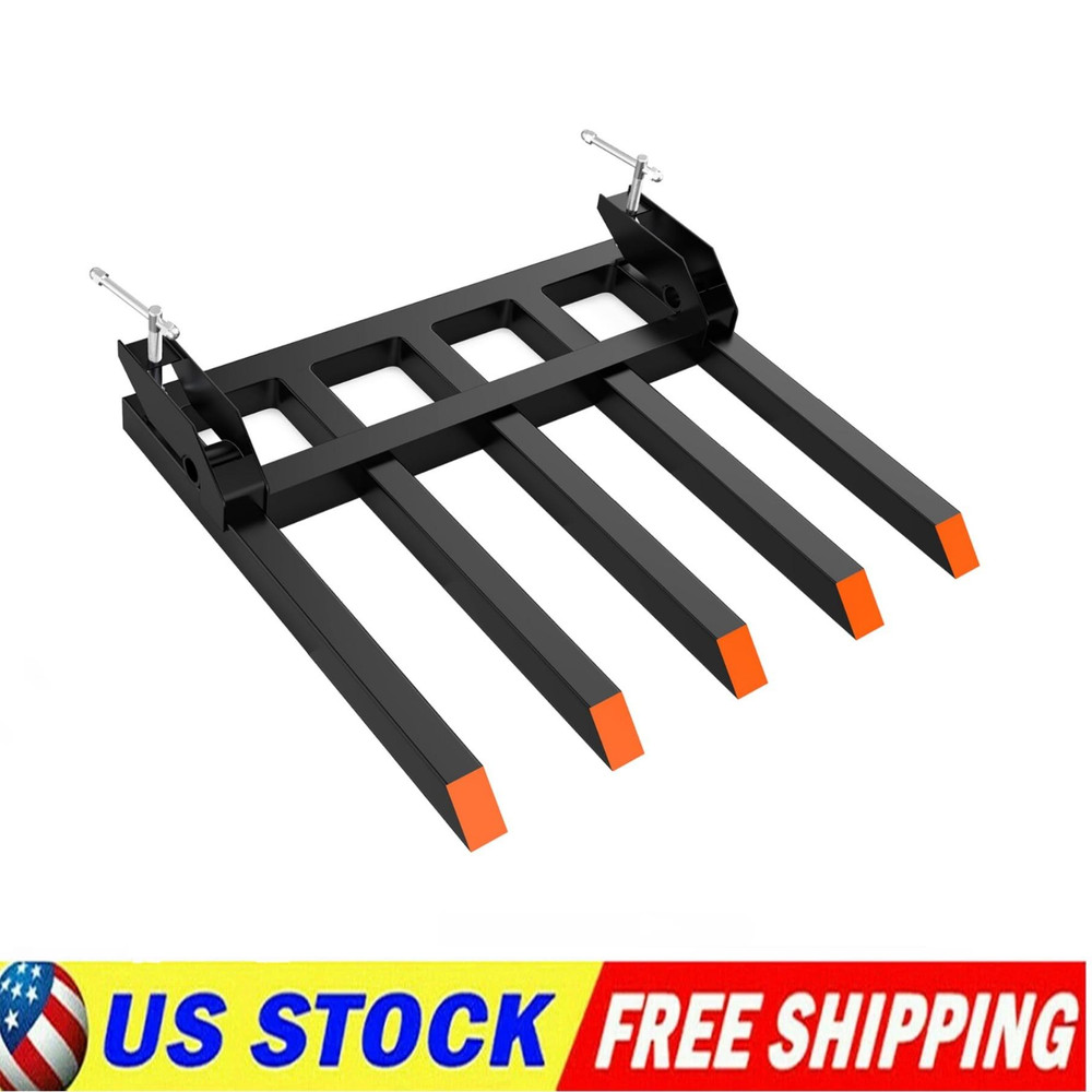 Clamp On Debris Forks to 48 in Bucket,2500 LBS Heavy Duty Pallet Forks,5 Fork