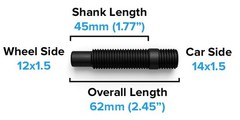 Stancemagic Wheel Stud Conversion Kit 14X1.5 To 12X1.5 62Mm Total Length 45Mm