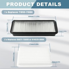 Air Filter Kit for Tractor Cabin – Replaces 6A671-75090, 014520-0804, T1855-7160