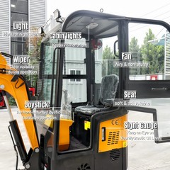 MMS 1.2Ton Enclosed Cab Mini Excavator 13.5HP Gas EPA Engine With 6 Attachments