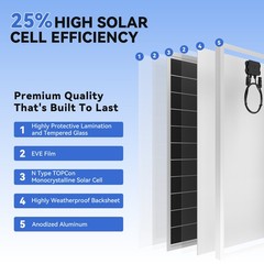 200W 12V Solar Panel 18BB Mono Battery Charge RV PV Home Off-Grid Battery Power