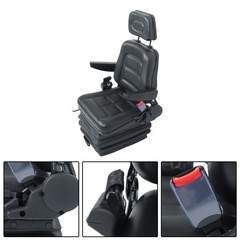 Forklift Tractor Seat Suspension Adjustable Backrest Armrest Safety Belt