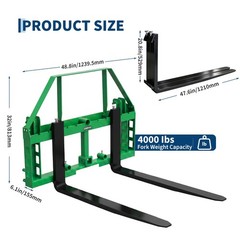 4000 LBS Pallet Fork Frame 2″ Receiver Hitch Skid Steer For John Deere Loader