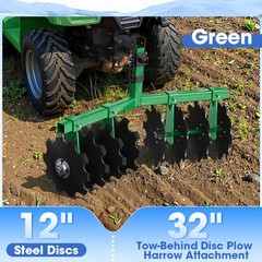 Heavy Duty ATV/UTV Disc Plow Harrow W/ 32″ Cut Width & 2″ Receiver Hitch Attach