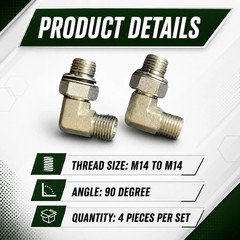 4PCS M14x1.5 90° Elbow Hydraulic Hose Fitting Adapter M14 to M14