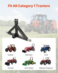 3 Point Hitch Receiver with 2 in Receiver, 3pt Quick Hitch Attachment, 3,000 lbs