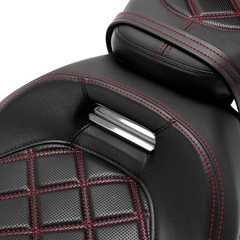 Low-Profile Driver/Pass Seat Chopped Back Pad fits Touring 14-23 RK Red Stitch