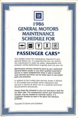 1986 General Motors Maintenance Schedule Manual for Chevrolet GMC Pontiac Oldsmo