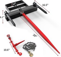 39″ Hay Spear Bale Spears Universal HD Skid Steer Tractor Loader Bucket 3000 LBS