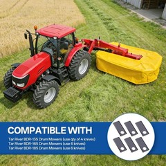 6Pcs Blade Kit For BDR-135, BDR-165, BDR-185 Drum Mowers, Replace KT4012,DM10454