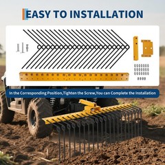 48/60 in Durable Pine Straw Rake Steel Spring Landscape Rake fit 2″ Receiver