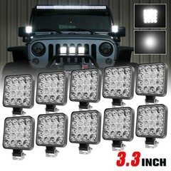 10PC 180W FLOOD LED Work Lights 12V Boat Camping Square 3.3inch Bar For 4X4 UTV