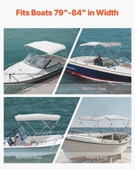 3 Bow Boat Bimini Tops, 600D Polyester Canopy with Aluminum Alloy Frame, Waterpr