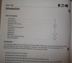 EATON 72400 SERVO CONTROLLED PISTON PUMP REPAIR SERVICE MANUAL & PARTS BOOK