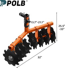 32″ Cut Width Disc Plow Harrow With 2″ Receiver Hitch Mount for ATVs /UTVs Heavy