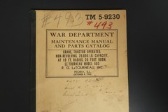 TM 5-9230 Maintenance Manual Book Crane Tractor War Department Parts Catalog
