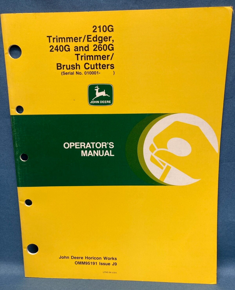 John Deere 210G Trimmer/Edger 240G & 260G Trimmer Brush Cutter Operator’s Manual