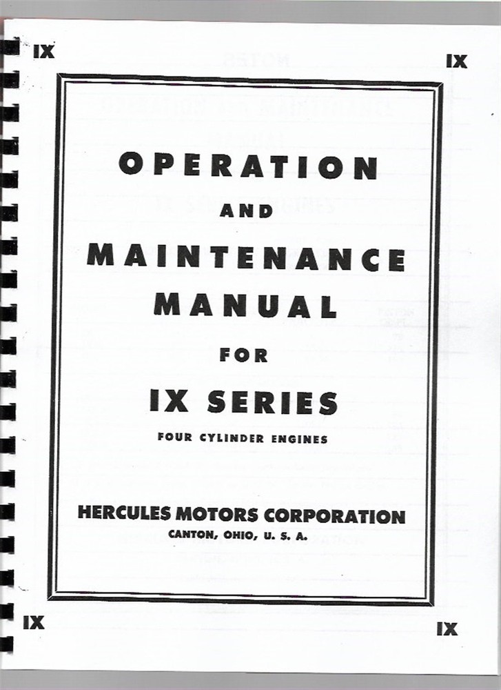 Hercules IX IXA IXA-3 IXB IXB-3 IXF-3 IXK-3 4 CYL Engine Service Repair Manual