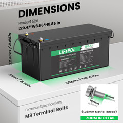 24V 100Ah LiFePO4 Lithium Battery Cycle Deep Built-in BMS for Solar RV Off-grid
