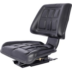 Tractor Seat w/ Backrest Black Slide Track Steel PVC Compact Mower Tractor Seat